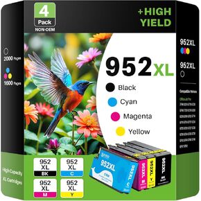 Skydo Compatible 952XL Ink Cartridges Combo Pack Replacement for 952 952XL 952 XL Ink Cartridges Color Use with Officejet Pro 8720 8702 8710 7740 7720 8725 8715 8210 8740 (4 Pack, BK/C/M/Y)