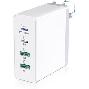 USB C Charger Block ، Okray 120W 4-Port GAN Fast Charge Station ، Multiport Type C Charger مع محول جهاز كمبيوتر محمول من أجهزة MacBook Pro/Air ، iPad ، iPhone 16 ، Galaxy S24 ، بكسل 9
