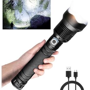 5000 Lumens Super Bright Flashlight with 5 Modes & Waterproof, Powerful Handheld Flashlights,Rechargeable LED Flashlights High Lumens for Outdoor Camping, Emergencies