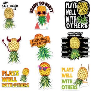Pack 9 Pcs Upside Down Pineapple Sticker for Laptops Computer Phone Cases Water Bottles Skateboard Cute Funny Bumper Stickers Waterproof Removable Vinyl Decals Laptop Accessories