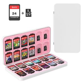 Switch Game Case for Nintendo Switch Game Card,Portable Nintendo Switch Game Holder with 24 Game Cartridge Slots and 24 Micro SD Card Slots,Nintendo Switch Accessories for Travel (White)