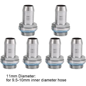 G1/4 Barb Fitting Adapter, Water Cooling Barb, Tubing Hose Barb to Pipe Fittings Connect for Computer PC Water Cooling System Replacement, 6 PCS(11mm)