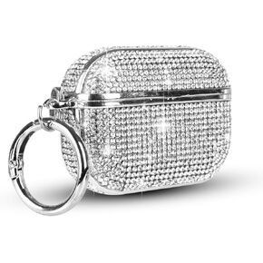 LUVI for AirPods 4 Diamond Case Rhinestone Bling Glitter Crystal Shiny Sparkle Cute for AirPods 4 Cover for Girls Women Wireless Charging Luxury Skin for Apple AirPods 4 Silver
