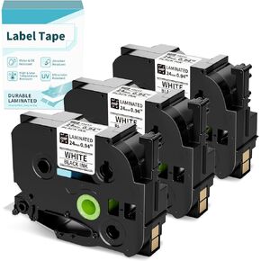 TZ Tape 24mm 0.94 Laminated White TZe-251 TZe251 TZ-251 Label Tape 5B21Z BZ Tape Replacement for Brother P-Touch Label Tape 1 Inch for Vixic P780BT & Ptouch PT-D600 PT-D610BT PT-P710BT Label Maker