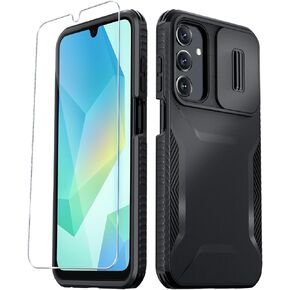 LATVIN for Samsung Galaxy A16 5G Case with 1 Screen Protector, Built-in Slide Camera Cover, Military Grade Drop Protection, Heavy Duty Rugged Shockproof Protective Phone Cover, Black