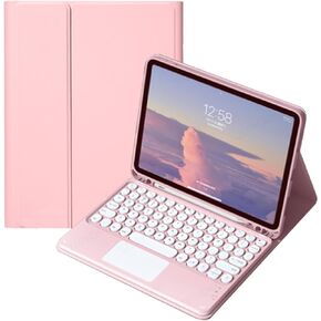 Keyboard Case with Touchpad for iPad Pro 11 Inch (M4, 2024), Smart Keyboard Folio Cover with Pencil Holder, Multi-Touch Trackpad, Detachable Keyboard for iPad Pro11 inch (2024), Pink