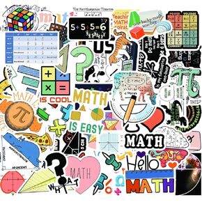 50 Pcs Math Stickers for Students Teachers Water Bottles, Math Decals Decor, Middle High School Math Teacher Classroom Must Haves Stickers Supplies