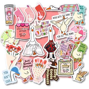 22pcs Certified Silly Goose Sticker for Water Bottle, Goose Stickers Decal for Adults Silly Stickers Adorable Propeller Hat Funny Meme Stickers for Laptops