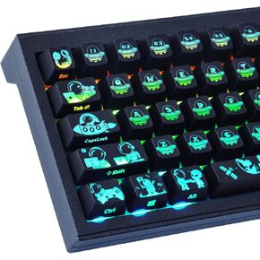 Hyekit Keycaps 108 Keys Side Printed Keycap Set OEM Profile Double Shot Shine Through Custom Keycaps for Cherry Gateron MX Switches Mechanical Keyboard