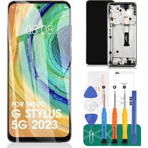 for Moto G Stylus 5g 2023 Replacement Screen for Motorola Moto G Stylus 5g 2023 LCD Digitizer Repair Kits for Moto XT2315-1 Touch Screen Display Assembly Replacement with Frame