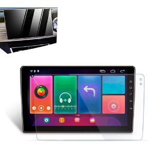 1 PC Car Central Control Display Screen Tempered Film, 9" Dual Straight Hole HD Touch Sensitive Waterproof Eye Protection Navigation Tempered Glass Film, for Most Cars (Transparent)