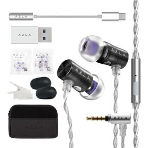 AZLA AZEL Edition G Gen 2 Wired Gaming in-Ear Earbud Headphones with Mic, 3.5mm Jack, USB-C to 3.5mm Adapter, USB-A to USB-C Converter, Black (Black)