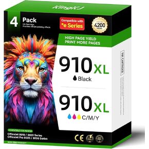 910XL Ink Cartridge High-yield 4-Pack Replacement for HP 910 910XL OfficeJet Pro 8020 8020e 8024e 8025 8025e 8028 8028e 8035 8035e 8010 8010e 8012e 8014e 8015 8015e 8018 8022 8022e Printer Black Color