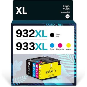 932XL 933XL Compatible Ink Cartridge Combo Pack Replacement for HP 932 933 Work for HP OfficeJet 6100 6600 6700 7110 7510 7612 7610 Printers, 4 Packs (Black, Cyan, Magenta, Yellow)
