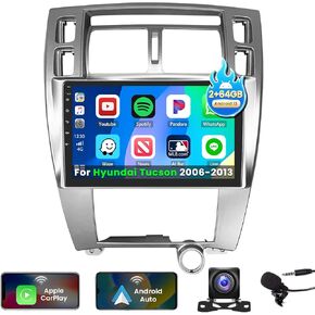 [2+64G] Inefala for Hyundai Tucson 2006-2009 Android Car Radio Stereo with Wireless Carplay Android Auto, 10.1 Inch HD Touchscreen with GPS WiFi BT FM/RDS EQ SWC 26UI Backup Camera MIC