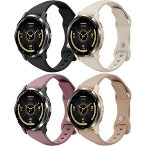 18mm Slim Silicone Watch Bands Compatible with Garmin Venu 3s/Venu 2s/Vivoactive 4s/Vivomove 3s/Forerunner 255s/Forerunner 265s, Quick Release Thin Soft Sport Strap for Women Men (4 Pack)