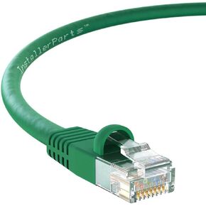InstallerParts (10 Pack Ethernet Cable CAT5E Cable UTP Booted 10 FT - Green - Professional Series - 1Gigabit/Sec Network/Internet Cable, 350MHZ