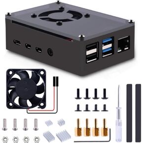 GeeekPi Case for Raspberry Pi 4, Pi 4 Aluminum Case with Fan, Pi 4 Aluminum Heatsink for Raspberry Pi 4 Model B