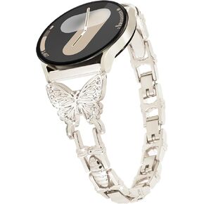 20mm Watch Band for Samsung Galaxy Watch 7 6 5 4 FE Band 40mm 44mm, Women Bling Diamond Slim Metal band for Samsung Watch Bands 7 6 5 4 FE/5Pro/Watch 6 4 Classic/Watch 3 41mm/Active 2