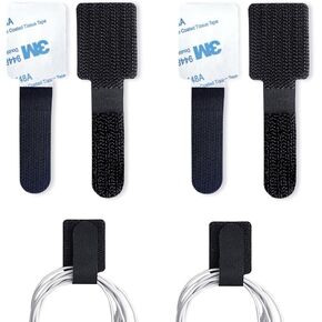 Hook and Loop Cable Ties & Adhesive Cable Clips – 50-Pack Cable Management & Wire Organizers for Cords, Household & Office Essentials