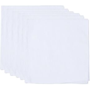 RJMBMUP 12 Pcs White Bandana for Tie Dye Party Supplies Plain Solid White Cotton Bandanas Large Headband Head Wrap Handkerchiefs for Women Hair Accessories