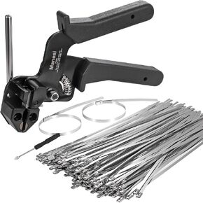 Cable Tie Gun Kit, Specialized Tool For Tightening And Cutting Stainless Steel Cable Ties, Comes With 200 Pieces Of Uv-Resistant Heavy-Duty Metal zip Ties And Industrial Scissors.