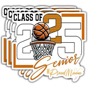 (3Pcs) Class of 2025 Basketball Senior 2025 Sticker, Proud Mama Vinyl Stickers Decorate for Water Bottles, Books, Laptops, Phones, Tumblers, Size 2.8 x 3 Inch