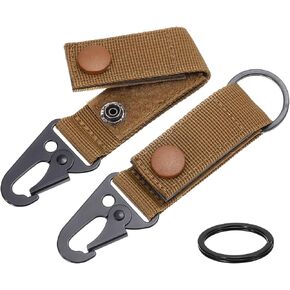 uxcell Duty Belt Key Holder, Nylon Belt Keepers with Alloy Snap & D-Sharp Clip & Key Ring Keychain for Camping Hiking