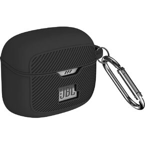 Geiomoo Silicone Case for JBL Tune Buds, Protective Cover with Carabiner (Black)