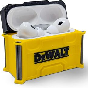 DeWALTT Style AirPods Pro Case - Durable Toolbox Design Airpod Case for AirPods Pro 2, Compatible with Packout, Bluetooth Speakers, Radios, and Earbuds - Made in USA - Gift