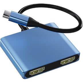 USB C to Dual HDMI Adapter, Docking Station Dual Monitor, Type C to HDMI Splitter for 2 Monitors, HDMI Extender for Dual Monitors, Supports 4K@60Hz and Dual 4K@30Hz. (MacOS only Supports SST Mode)