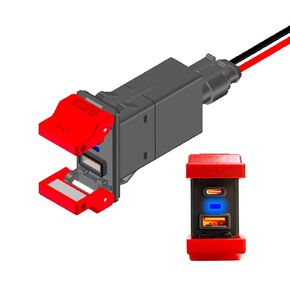 Dual USB Quick Charger Type A & Type C Socket Rocker Switch Style Charger Blue Led DC 12V-24V Adapter for Car Motor Boat Truck Polaris, Ranger, RV, Can Am Spyders, Can Am Maverick, UTV