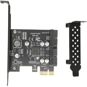 PCIE to USB Expansion Card USB3.2 Front GEN1 Expansion Card, Dual Port 5Gbps High Speed Computer Expansion Card 19Pin Socket Expansion Card Front Panel Connector Riser Card