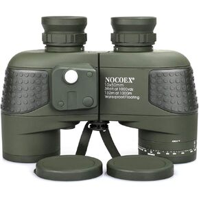 NOCOEX 10x50 Marine Binoculars for Adults, Military Binoculars Waterproof with Rangefinder Compass BAK4 Prism FMC Lens Fogproof for Navigation Boating Fishing Water Sports Hunting
