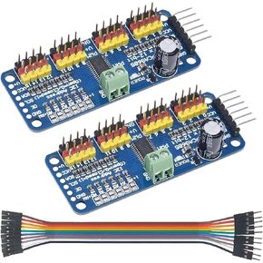 2Pcs PCA9685 16 Channel 12-bit PWM Servo Motor Controller IIC Interface Module Compatible with for Raspberry Pi Arduno Robotics DIY
