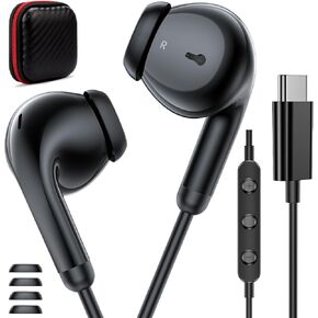 USB C Headphones for Samsung S25 Ultra S24 S23 Fe S22+, Type C Earphones with Microphone HiFi Stereo Magnetic Case in Ear Wired Earbuds for iPhone 16 15 Pro Max Plus Galaxy Flip 6 5 Pixel 9 8 7