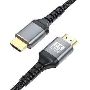 8K HDMI 2.1 Cable 6.6Ft, Braided Nylon HDMI Cord 48Gbps High Speed 8K@60Hz 4K@120Hz, Support HDCP eARC Dynamic HDR Dolby for PS5 PS4, Xbox Series X, Apple TV, Roku TV, Fire TV, Samsung Sony LG Monitor