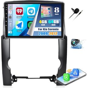 4+64G 8 Core Android 13 Car Stereo for Kia Sorento 2009-2012 with Wireless CarPlay Android Auto, 10.1'' IPS Touchscreen with WiFi Mirror Link GPS Bluetooth FM RDS DSP EQ SWC + Backup Camera in Kuwait