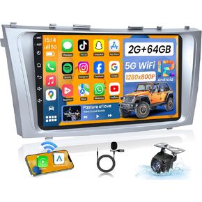 Car Stereo Radio for Toyota Camry 2007 2008-2011 : 1280x800 9 Inch IPS Touchscreen with 5G WiFi Wireless Carplay Android Auto Backup Camera GPS Bluetooth SWC FM Mirror Link 2+64G