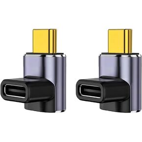2 pcs Type-C to Type-C Adapter，Elbow USB C Male to Female USB4.0 Adapter.40Gbps USB Type C Coupler.Support 100W, 8K@60Hz，for Laptop, Phones and More Type C Devices(Male to Female)