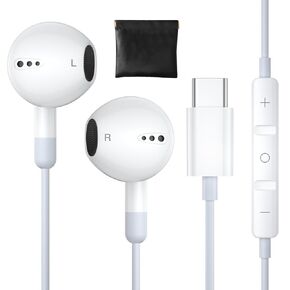 USB C Headphones for iPhone 16/16 Plus/16 Pro/16 Pro Max USB C Earphones with Mic Volume Control Wired Earbuds USB Type C Headphones for iPhone 15 Pro Max Plus iPad Pro Galaxy S24 Ultra Pixel 8