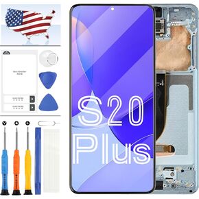OLED for Samsung Galaxy S20 Plus 5G Screen Replacement for Samsung G985 G985A G985F G985P G9860 LCD Display Touch Screen Replacement Digitizer Glass Assembly with Tool 6.7 inch (Blue with Frame)