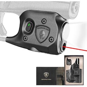 WARRIORLAND Pistol Light Laser & Holster Fit for Glock 43 / 43X (No Rail Version), Compact 150-Lumen Trigger Mounted Tactical Weapon Light with Red Laser White LED & IWB Holster, Power Indicator