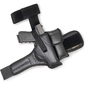 Ankle Gun Holster Concealed Carry - by Houston - Eco Leather - Fits: Glock 26/27 / 33, S&W M&P Shield, Springfield XDS, Most Compacts 9/40 mm - Concealed and Comfortable to use (Right)