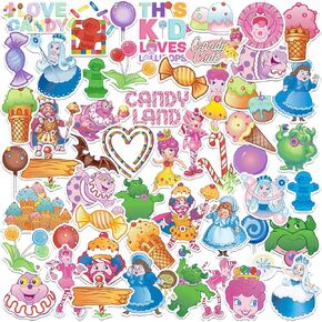 Candy Land 50ct Vinyl Large Deluxe Stickers Variety Pack - Laptop, Water Bottle, Scrapbooking, Tablet, Skateboard, Indoor/Outdoor