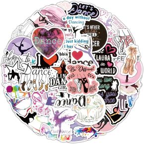 200Pcs Dance Stickers for Girls, PEGTMVE Waterproof Stickers Gymnastic Dance Stickers for Water Bottle for Mobile Phones Computers Refrigerators Bicycles Cars Helmets Birthday Parties Christmas
