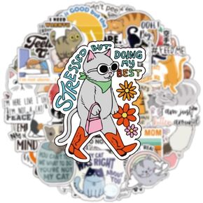 Humorous Cat Sayings Decals | Cute Cat Stickers | Hilarious Funny Cat Memes | Positive Vinyl Stickers for Water Bottles, Planner, Scrapbook