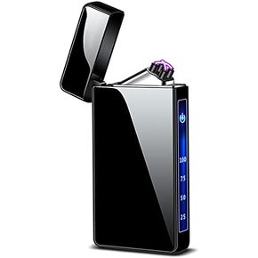 Plasma Dual Arc Lighter,USB Rechargeable Lighter with LED Battery Indicator and Touch Sensor Switch (ICE Black)
