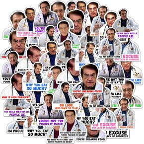 48 Pack Dr Now Stickers - Dr. Nowzaradan Funny Stickers - Dr. Now Weight Loss Stickers Quotes - 3"x3" Fun Motivational Dr Nowzardan Vinyl Gloss Decals for Water Bottles, Laptops & More