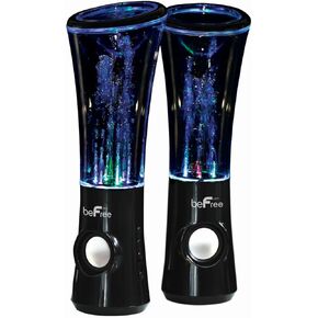 beFree Sound Multimedia Sound Reactive Color Changing LED and Dancing Water Bluetooth Computer Speakers,Black,BFS-Dancing Water